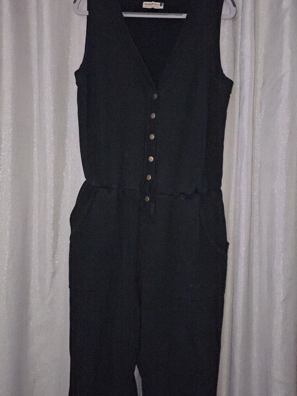 Jackson Rowe Black Sleeveless Button-Front Jumpsuit